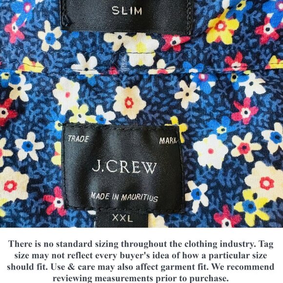 J Crew Mens Slim Fit Short Sleeve Cotton Poplin Shirt Blue Ditzy Floral Size XXL - Picture 10 of 14